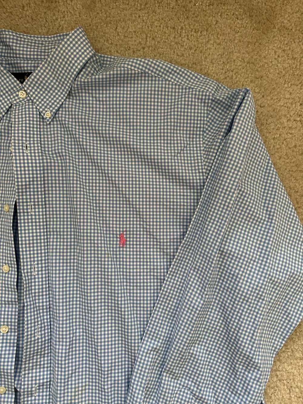 Ralph Lauren Gingham Button Down Shirt Blue White 2XLT